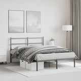 Metal Bed Frame without Mattress with Headboard Black 140x190cm 355365