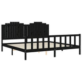 Bed Frame without Mattress Black 200x200 cm Solid Wood Pine 3192320