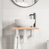 Basin Shelf Wall Mounted Steel and Solid Wood Oak 3302558