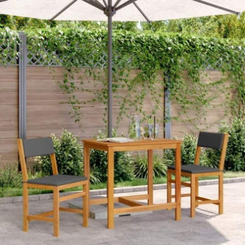 3 Piece Balcony Set with Cushions Solid Wood Acacia 365856