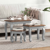 Nesting Table Set 3 Pieces Solid Mahogany Wood 244505