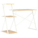 Desk with Shelf White and Oak 116x50x93 cm 20291