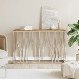 Console Table Silver Stainless Steel and Solid Wood Acacia 350031