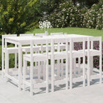 9 Piece Garden Bar Set White Solid Wood Pine 3154771