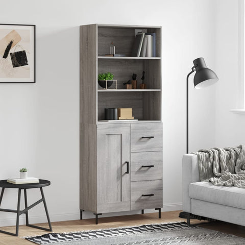 Highboard Grey Sonoma 69.5x34x180 cm Engineered Wood 3190027