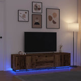 TV Cabinet with LED Lights Old Wood 193.5x41x50 cm 3328442