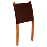 Folding Relaxing Chair Brown Real Leather 246363