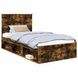 Bed Frame Smoked Oak 100 x 200 cm Solid Pine Wood 3411050