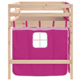 Kids' Loft Bed with Curtains without Mattress Pink 80x200cm 3206957
