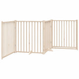 Dog Gate with Door Foldable 4 Panels 320 cm Solid Wood Fir 352275