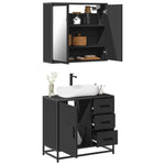 ZNTS 2 Piece Bathroom Furniture Set Black Engineered Wood 3300895