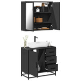 ZNTS 2 Piece Bathroom Furniture Set Black Engineered Wood 3300895