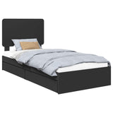 Storage Bed with Headboard Black 90 x 190 cm Engineered Wood 3412729
