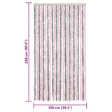 Fly Curtain Silver Grey and Pink 100x230 cm Chenille 377366