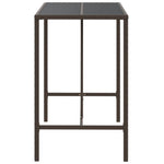 ZNTS Bar Table with Glass Top Brown 110x70x110 cm Poly Rattan 362587