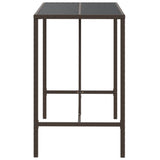 ZNTS Bar Table with Glass Top Brown 110x70x110 cm Poly Rattan 362587