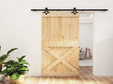 Sliding Door Natural and Black 90 x 210 cm Solid Pine Wood 3445076