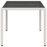 Garden Table with Glass Top White 150x90x75 cm Poly Rattan 368126