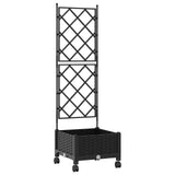Garden Planter with Trellis&Wheels Black 40 x 40 x 131.5 cm PP 3422935
