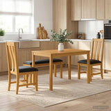 Dining Set 4 pcs Black Solid Oak Wood 3430301