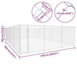 Outdoor Dog Kennel Galvanised Steel 950x570x185 cm 145036