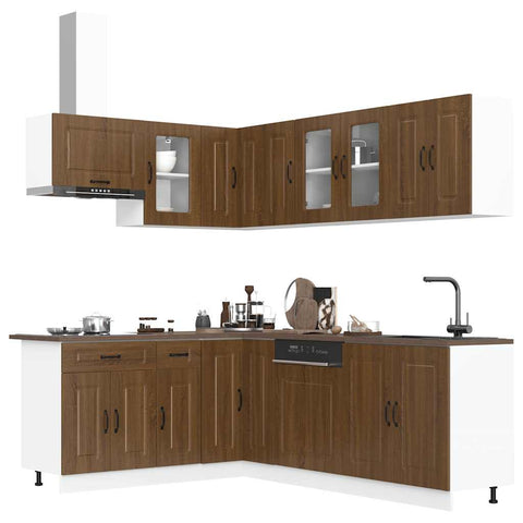 ZNTS 11 Piece Kitchen Cabinet Set Kalmar Brown Oak Engineered Wood 3314888