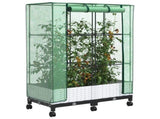 Garden Planter with Greenhouse Cover&Wheels 2 pcs White PP 3422978