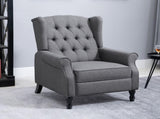 Recliner Armchair, Vintage Reclining Chair with Nail Head Trim, Wingback Chair with Button Tufted T3398P329434