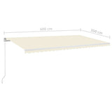 Manual Retractable Awning with LED 600x350 cm Cream 3069042