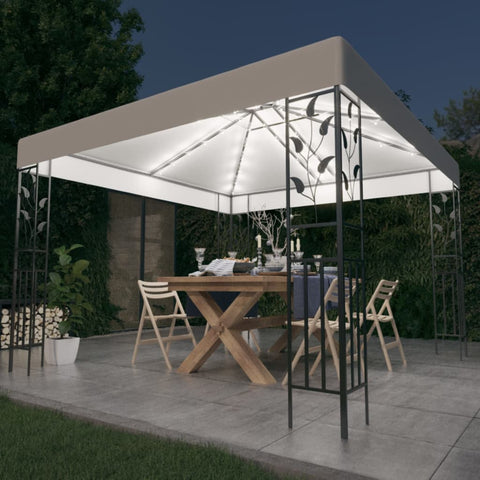 ZNTS Gazebo with LED String Lights 3x3 m White 3070311