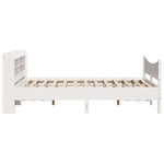 ZNTS Bed Frame with Headboard White 135x190 cm Double Solid Wood Pine 3307060