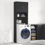 ZNTS Washing Machine Cabinet Black 64x24x190 cm Engineered Wood 862390