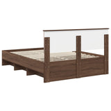 Bed Frame with Headboard Brown Oak 150 x 200 cm Engineered Wood 3408843