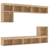 8 Piece TV Wall Units with LED Sonoma Oak Engineered Wood 3216670