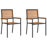 Garden Stacking Chairs 2 pcs Brown and Black 42006822