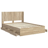 Bed Frame with Storage and Headboard Sonoma Oak 140 x 200 cm 3413943