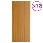 Roof Panels 12 pcs Galvanised Steel Light Wood 100x45 cm 317219