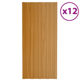 Roof Panels 12 pcs Galvanised Steel Light Wood 100x45 cm 317219