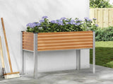Garden Planter Light Brown 100 x 45 x 90 cm Galvanised Steel 42017371
