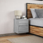 ZNTS Wall-mounted Bedside Cabinet with LED Lights Grey Sonoma 3307971