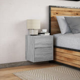 ZNTS Wall-mounted Bedside Cabinet with LED Lights Grey Sonoma 3307971