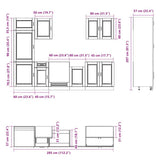 7 Piece Kitchen Cabinet Set Porto Black Engineered Wood 3314782