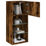 TV Cabinet with LED Lights Smoked Oak 40.5x30x90 cm 837051