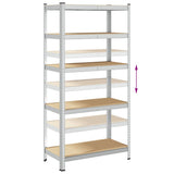5-Layer Heavy-duty Shelf Silver Steel&Engineered Wood 4016958