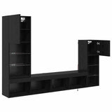 TV Wall Units Wall-mounted 4 pcs Black Oak Engineered Wood 3402946