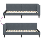 Corner Bed Frame with Headboard Dark Grey 90 cm x 200 cm Velvet 42016227