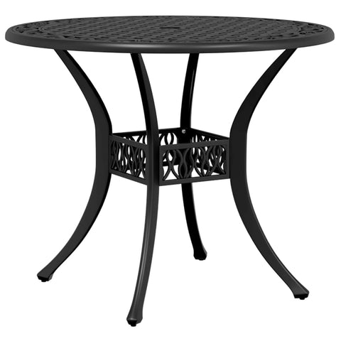 ZNTS Garden Table Black Ø90x75 cm Cast Aluminium 4002808