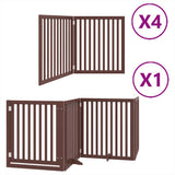 Dog Gate with Door Foldable 12 Panels Brown 960 cm Poplar Wood 3155696