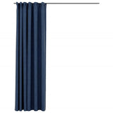 Linen-Look Blackout Curtains with Hooks Blue 290x245 cm 321183