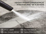 1800W High Pressure Washer, 150 Bar Pressure, 510 L/h Flow, High-Performance Portable Power Jet Wash T3398P313616